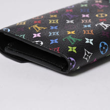 画像をギャラリービューアに読み込む, 新品同様品 LOUIS VUITTON ルイヴィトン 村上隆 モノグラムマルチカラー ポルトフォイユ 三つ折り財布 M14163 ブラック マルチカラー シルバー金具 中古 4a006093