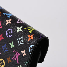 画像をギャラリービューアに読み込む, 新品同様品 LOUIS VUITTON ルイヴィトン 村上隆 モノグラムマルチカラー ポルトフォイユ 三つ折り財布 M14163 ブラック マルチカラー シルバー金具 中古 4a006093
