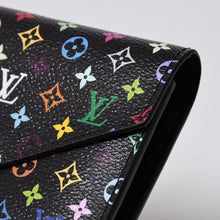画像をギャラリービューアに読み込む, 新品同様品 LOUIS VUITTON ルイヴィトン 村上隆 モノグラムマルチカラー ポルトフォイユ 三つ折り財布 M14163 ブラック マルチカラー シルバー金具 中古 4a006093