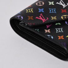 画像をギャラリービューアに読み込む, 新品同様品 LOUIS VUITTON ルイヴィトン 村上隆 モノグラムマルチカラー ポルトフォイユ 三つ折り財布 M14163 ブラック マルチカラー シルバー金具 中古 4a006093