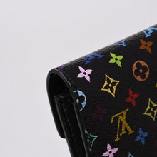 画像をギャラリービューアに読み込む, 新品同様品 LOUIS VUITTON ルイヴィトン 村上隆 モノグラムマルチカラー ポルトフォイユ 三つ折り財布 M14163 ブラック マルチカラー シルバー金具 中古 4a006093