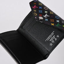 画像をギャラリービューアに読み込む, 新品同様品 LOUIS VUITTON ルイヴィトン 村上隆 モノグラムマルチカラー ポルトフォイユ 三つ折り財布 M14163 ブラック マルチカラー シルバー金具 中古 4a006093
