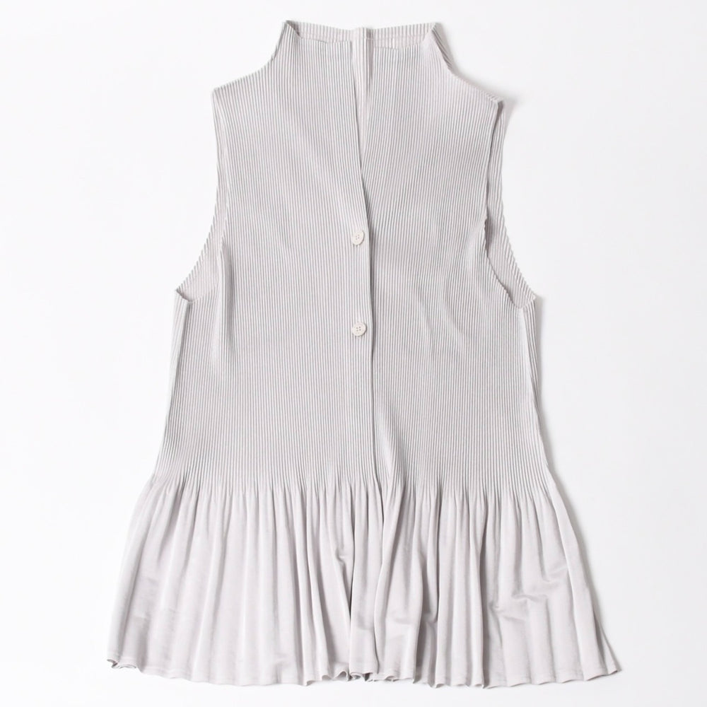 極美品 PLEATS PLEASE ISSEY MIYAKE プリーツプリーズ イッセイミヤケ ツイード トップス サイズ3 グレー 中古 4a006006