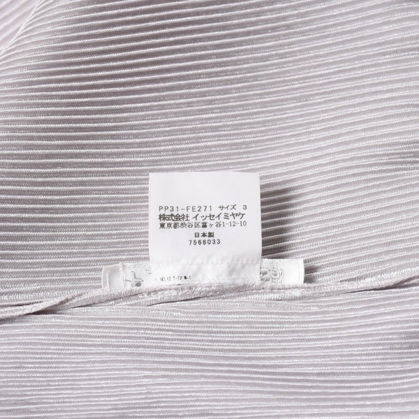 極美品 PLEATS PLEASE ISSEY MIYAKE プリーツプリーズ イッセイミヤケ ツイード トップス サイズ3 グレー 中古 4a006006