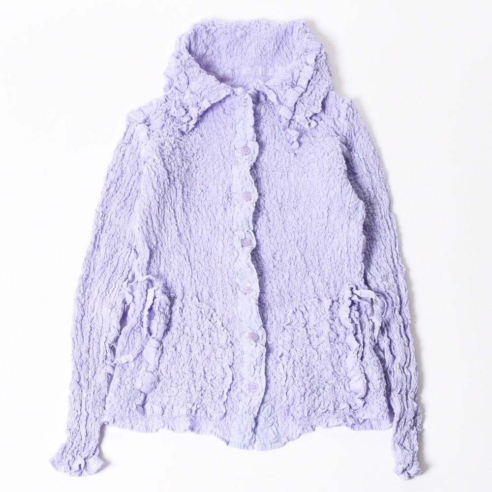 極美品 me ISSEI MIYAKE ミーイッセイミヤケ トップス ポップコーン加工 パープル コットン ポリエステル 中古 4a006011
