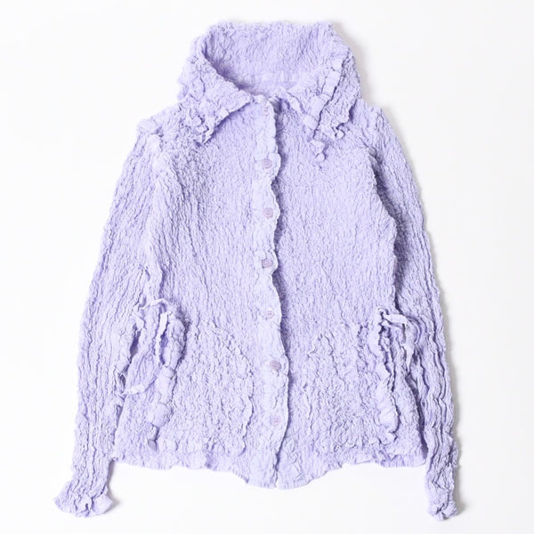 極美品 me ISSEI MIYAKE ミーイッセイミヤケ トップス ポップコーン加工 パープル コットン ポリエステル 中古 4a006011