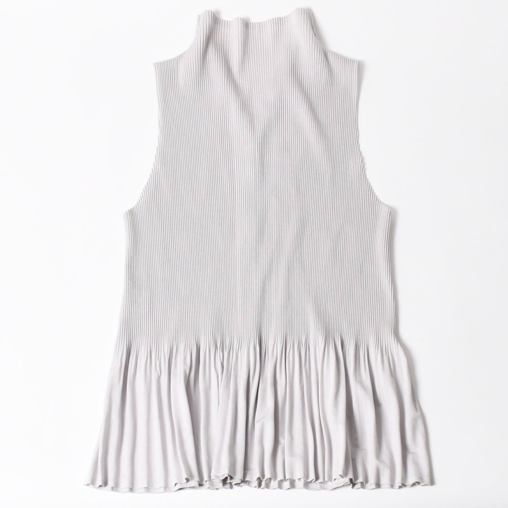 極美品 PLEATS PLEASE ISSEY MIYAKE プリーツプリーズ イッセイミヤケ ツイード トップス サイズ3 グレー 中古 4a006006