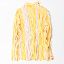画像をギャラリービューアに読み込む, 極美品 ISSEI MIYAKE イッセイミヤケ シワ加工 ストライプ カーディガン シャツジャケット イエロー ホワイト 中古 4a006015