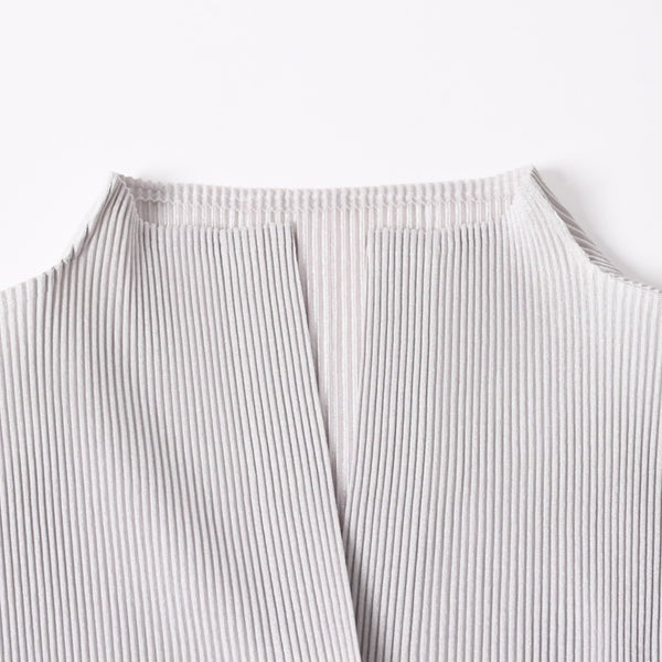 極美品 PLEATS PLEASE ISSEY MIYAKE プリーツプリーズ イッセイミヤケ ツイード トップス サイズ3 グレー 中古 4a006006