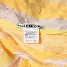 画像をギャラリービューアに読み込む, 極美品 ISSEI MIYAKE イッセイミヤケ シワ加工 ストライプ カーディガン シャツジャケット イエロー ホワイト 中古 4a006015