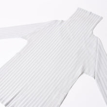 画像をギャラリービューアに読み込む, 極美品 ISSEI MIYAKE イッセイミヤケ PLEATS PLEASE プリーツプリーズ ハイネック ホワイト ライトブルー 長袖シャツ 中古 4a006004