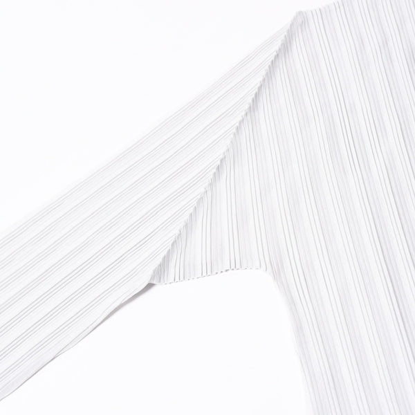 極美品 ISSEI MIYAKE イッセイミヤケ PLEATS PLEASE プリーツプリーズ ハイネック ホワイト ライトブルー 長袖シャツ 中古 4a006004