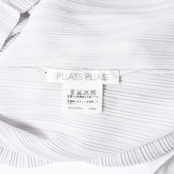 極美品 ISSEI MIYAKE イッセイミヤケ PLEATS PLEASE プリーツプリーズ ハイネック ホワイト ライトブルー 長袖シャツ 中古 4a006004