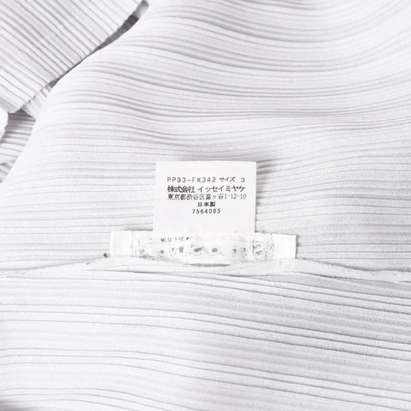 極美品 ISSEI MIYAKE イッセイミヤケ PLEATS PLEASE プリーツプリーズ ハイネック ホワイト ライトブルー 長袖シャツ 中古 4a006004