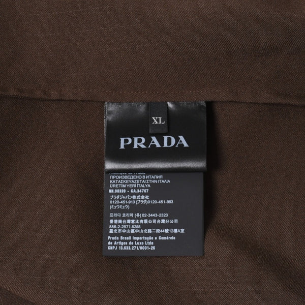 新品同様 PRADA プラダ 半袖テクニカルファブリックシャツ UCS541 ココアブラウン サイズXL 中古 4a006124