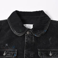 画像をギャラリービューアに読み込む, 新品同様 MAISON MARGIELA メゾンマルジェラ ブラック ペンキ 飛沫模様 デニムジャケット S51AM0475 S30842 ブラック サイズ48 中古 4a006129