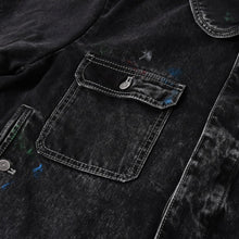 画像をギャラリービューアに読み込む, 新品同様 MAISON MARGIELA メゾンマルジェラ ブラック ペンキ 飛沫模様 デニムジャケット S51AM0475 S30842 ブラック サイズ48 中古 4a006129
