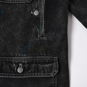 新品同様 MAISON MARGIELA メゾンマルジェラ ブラック ペンキ 飛沫模様 デニムジャケット S51AM0475 S30842 ブラック サイズ48 中古 4a006129