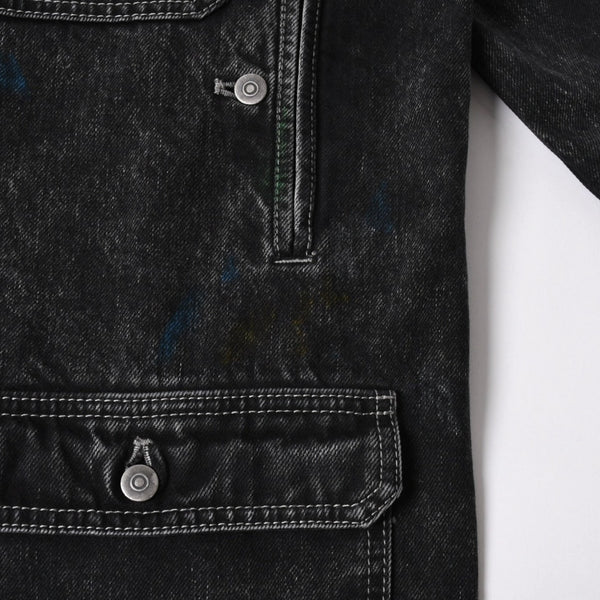 新品同様 MAISON MARGIELA メゾンマルジェラ ブラック ペンキ 飛沫模様 デニムジャケット S51AM0475 S30842 ブラック サイズ48 中古 4a006129