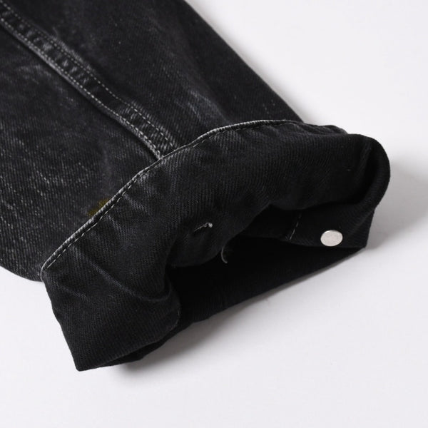 新品同様 MAISON MARGIELA メゾンマルジェラ ブラック ペンキ 飛沫模様 デニムジャケット S51AM0475 S30842 ブラック サイズ48 中古 4a006129