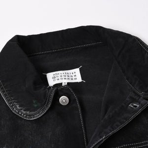 新品同様 MAISON MARGIELA メゾンマルジェラ ブラック ペンキ 飛沫模様 デニムジャケット S51AM0475 S30842 ブラック サイズ48 中古 4a006129