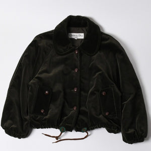 極美品 Christian Dior SPORTS クリスチャンディオール スポーツ ベロアジャケット オリーブグリーン ブラウン 中古 4a006009