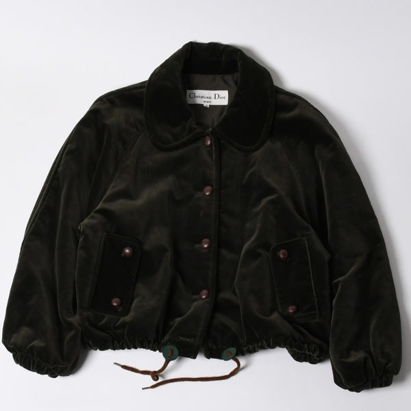極美品 Christian Dior SPORTS クリスチャンディオール スポーツ ベロアジャケット オリーブグリーン ブラウン 中古 4a006009