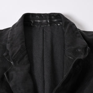 極美品 YOHJI YAMAMOTO ヨウジヤマモト ISAMU KATAYAMA BACKLASH 2026SS 3ボタン テーラードジャケット HK-J96-700 レザー サイズ4 中古 4a006127