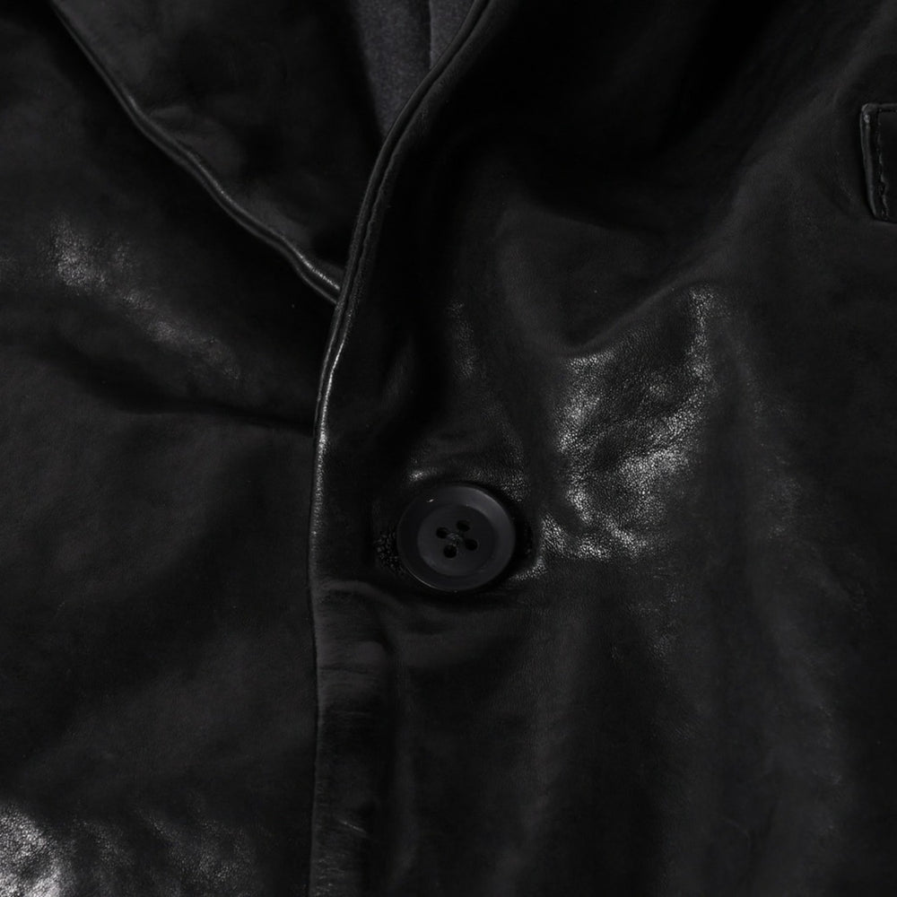 極美品 YOHJI YAMAMOTO ヨウジヤマモト ISAMU KATAYAMA BACKLASH 2026SS 3ボタン テーラードジャケット HK-J96-700 レザー サイズ4 中古 4a006127