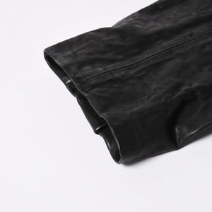 極美品 YOHJI YAMAMOTO ヨウジヤマモト ISAMU KATAYAMA BACKLASH 2026SS 3ボタン テーラードジャケット HK-J96-700 レザー サイズ4 中古 4a006127