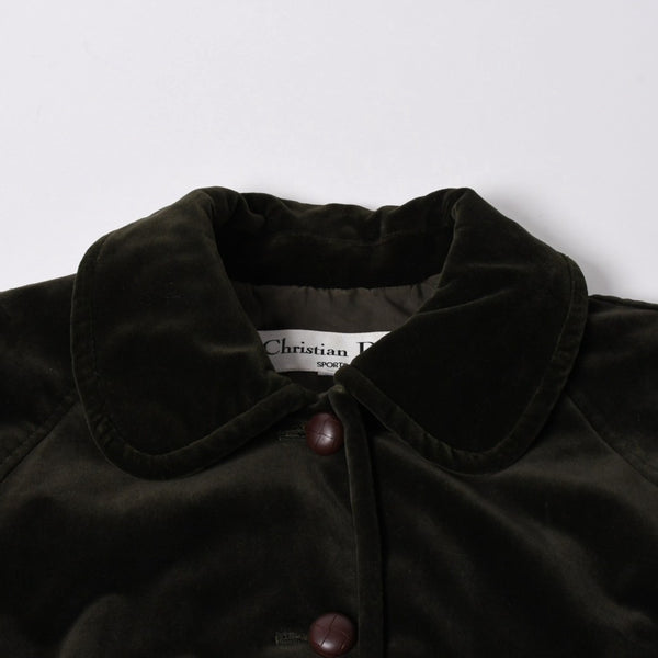 極美品 Christian Dior SPORTS クリスチャンディオール スポーツ ベロアジャケット オリーブグリーン ブラウン 中古 4a006009