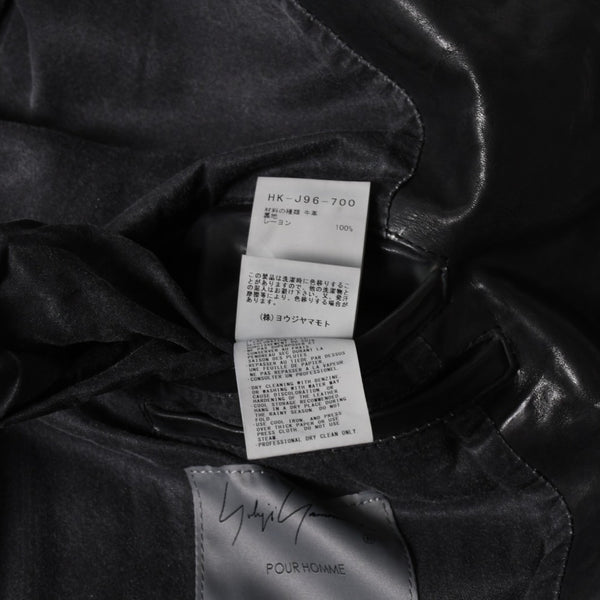 極美品 YOHJI YAMAMOTO ヨウジヤマモト ISAMU KATAYAMA BACKLASH 2026SS 3ボタン テーラードジャケット HK-J96-700 レザー サイズ4 中古 4a006127
