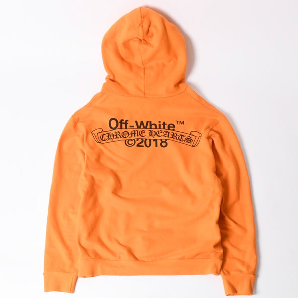 CHROME HEARTS クロムハーツ × OFF-WHITE オフホワイト 2018 プルオーバーフーディー サイズL ヴァージル アブロー 美品 中古 4a005929