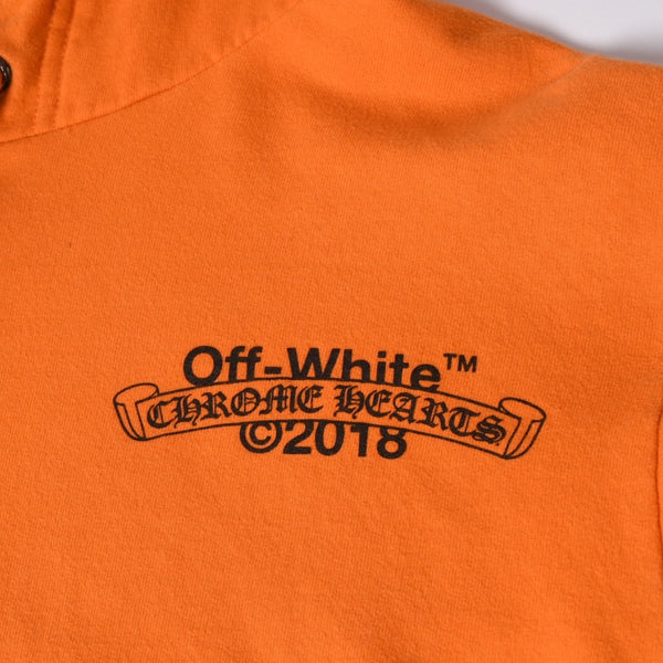CHROME HEARTS クロムハーツ × OFF-WHITE オフホワイト 2018 プルオーバーフーディー サイズL ヴァージル アブロー 美品 中古 4a005929