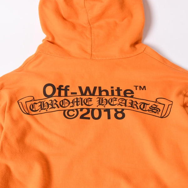 CHROME HEARTS クロムハーツ × OFF-WHITE オフホワイト 2018 プルオーバーフーディー サイズL ヴァージル アブロー 美品 中古 4a005929