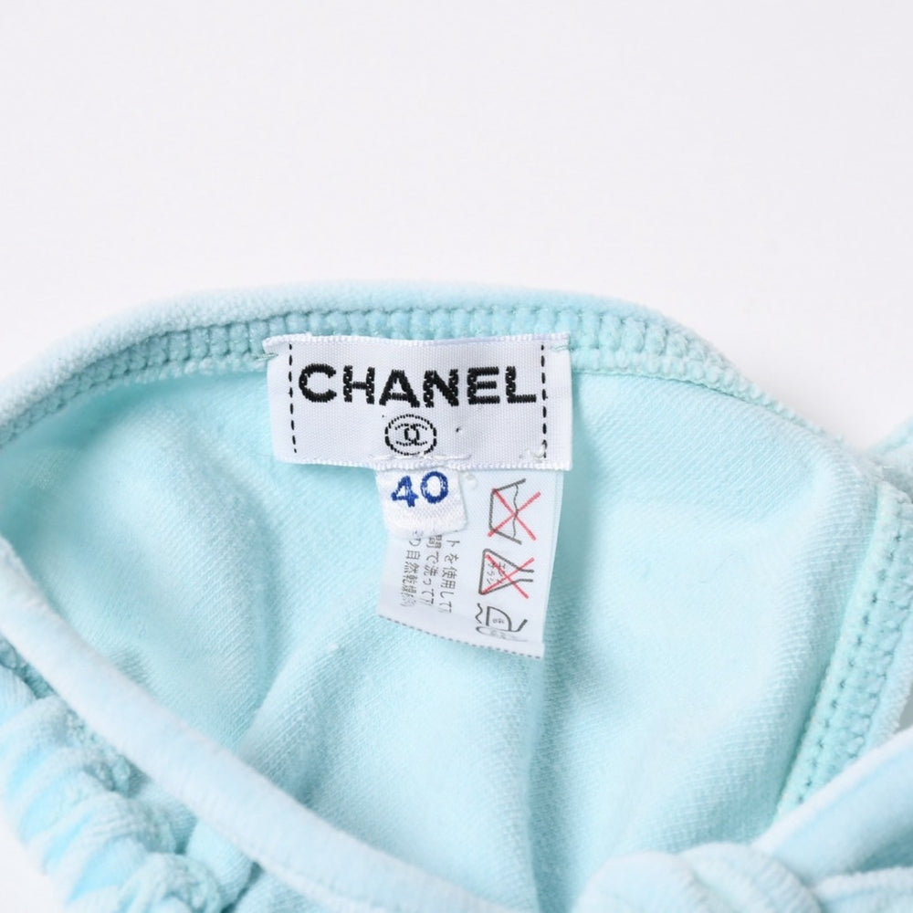 CHANEL シャネル VINTAGE ヴィンテージ スイムウェア ビキニ セパレート 水着 セットアップ サイズ40 ココマーク ライトブルー 美品 中古 4a006028