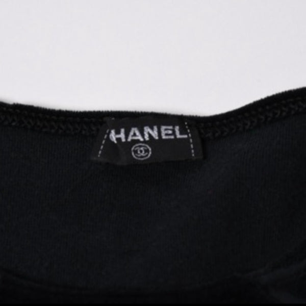 極美品 CHANEL シャネル VINTAGE ヴィンテージ ベロア ワンピース サイズ42 ココマーク ブラック アーカイブ 総柄 中古 4a006026