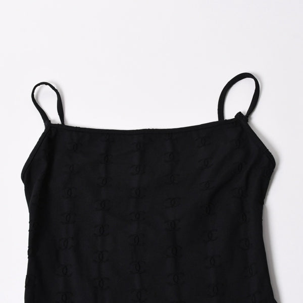CHANEL シャネル キャミソールオールインワン P07394V05398 サイズ40 ココマーク ナイロン スパンデックス ブラック 美品 中古 4a006027