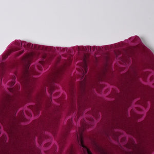 極美品 CHANEL シャネル VINTAGE ヴィンテージ ベロアパンツ サイズ38 ココマーク ピンク アーカイブ カール ラガーフェルド 中古 4a006025