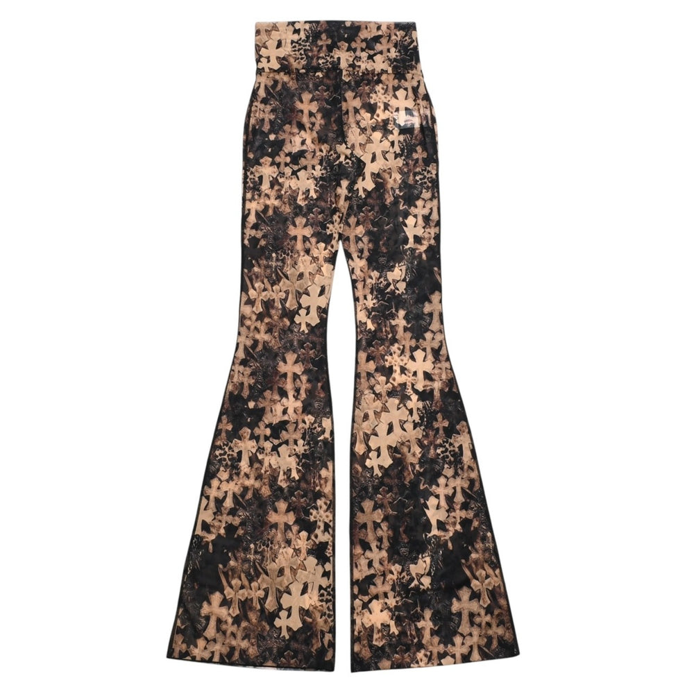 新品未使用品 CHROME HEARTS クロムハーツ Cemetery Cross Mesh Lace Flare Long Pants セメタリークロス フレアパンツ XSサイズ 中古 4a006030
