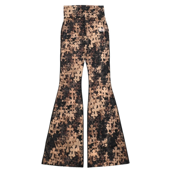 新品未使用品 CHROME HEARTS クロムハーツ Cemetery Cross Mesh Lace Flare Long Pants セメタリークロス フレアパンツ XSサイズ 中古 4a006030