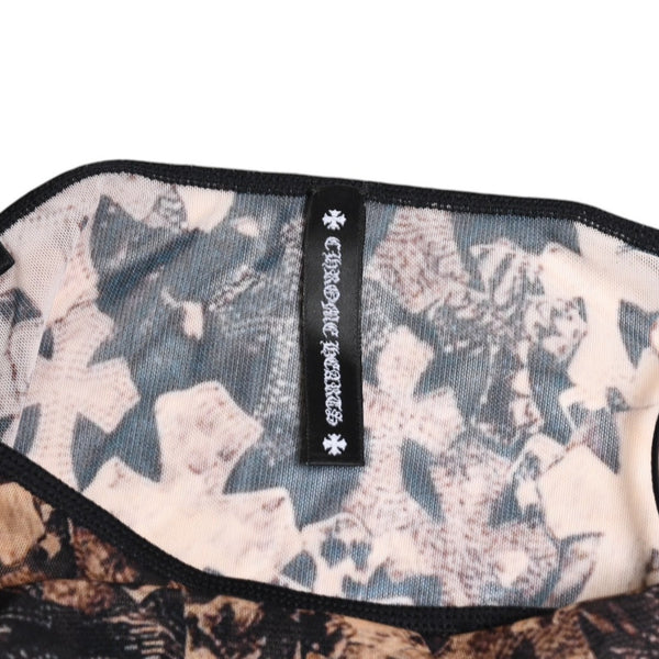 新品未使用品 CHROME HEARTS クロムハーツ ワンピース セミタリークロス シアーメッシュ生地 ブラック ブラウン サイズXS 中古 4a003149