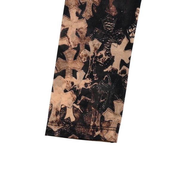 新品未使用 CHROME HEARTS クロムハーツ All Over Cross Print Mesh Long Sleeve Tops セメタリークロス ロンT Sサイズ 中古 4a006029