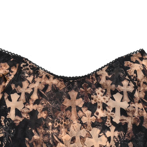 新品未使用 CHROME HEARTS クロムハーツ All Over Cross Print Mesh Long Sleeve Tops セメタリークロス ロンT Sサイズ 中古 4a006029