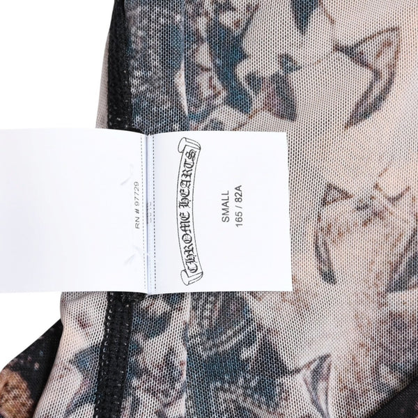 新品未使用 CHROME HEARTS クロムハーツ All Over Cross Print Mesh Long Sleeve Tops セメタリークロス ロンT Sサイズ 中古 4a006029