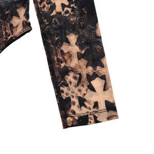 新品未使用 CHROME HEARTS クロムハーツ Waterfall Cross Print Mesh Bodysuit セメタリークロス ボディスーツ Sサイズ 中古 4a003150