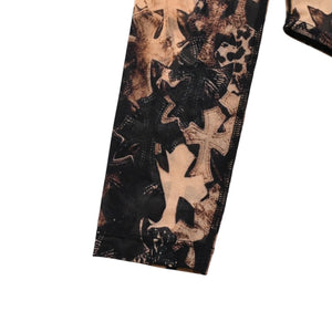 新品未使用 CHROME HEARTS クロムハーツ Waterfall Cross Print Mesh Bodysuit セメタリークロス ボディスーツ Sサイズ 中古 4a003150