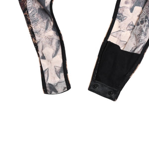新品未使用 CHROME HEARTS クロムハーツ Waterfall Cross Print Mesh Bodysuit セメタリークロス ボディスーツ Sサイズ 中古 4a003150