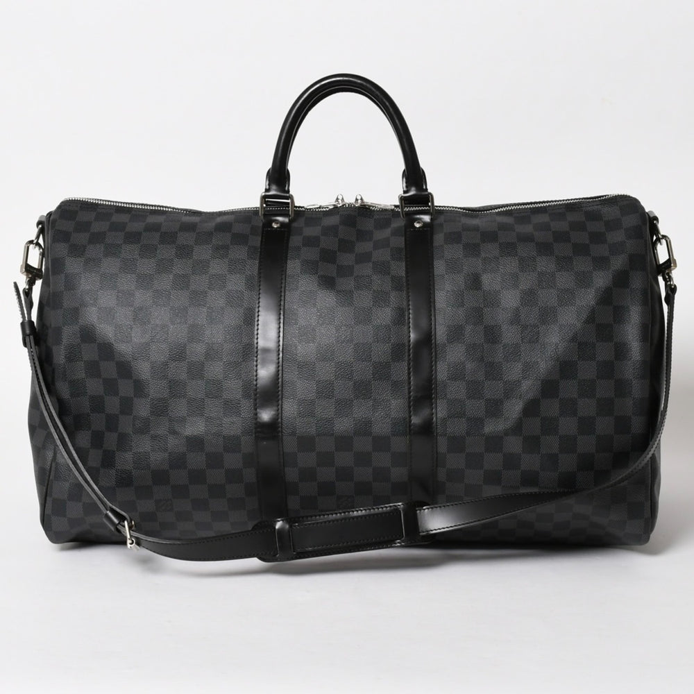 極美品 LOUIS VUITTON ルイヴィトン キーポルバンドリエール55 ボストンバッグ N41413 ダミエグラフィット ブラック 中古 4a006033