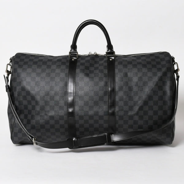 極美品 LOUIS VUITTON ルイヴィトン キーポルバンドリエール55 ボストンバッグ N41413 ダミエグラフィット ブラック 中古 4a006033